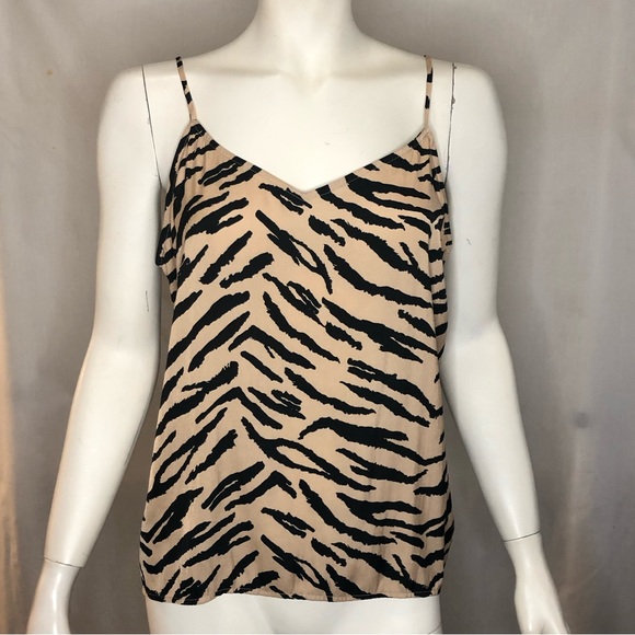 Woman’s zebra print golden  beige and black tank top size large - Picture 12 of 12